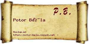 Potor Béla névjegykártya